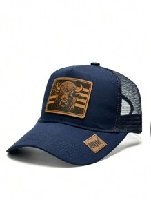 1pc Cow Print Baseball Cap - Unique Leather Patch Design, Breathable Mesh Back, Quick Closure, Suitable For All Seasons, Hand Wash Recommended - Casual Outdoor Style,Summer,Beach,Hat - Bull - View 9