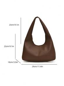 女士休闲简约大容量轻便多功能腋下包/单肩包 - 咖啡棕 - 查看 5