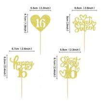 12pcs Shining Black 18th Birthday Cupcake Toppers Cake Decorations, Sweet 16 Party Supplies, 18th Anniversary Celebration Decorations