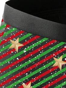 Calzoncillos bóxer de hombre tipo Navidad, calzoncillos tipo bóxer tipo bóxer con comodidad y estiramiento con diseño de Papá Noel, 1 pieza