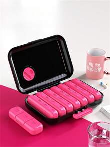 1pc Portable 7-Day Pill Organizer Box, Large Capacity Pill Divider With Alarm Reminder, Moistureproof Storage
