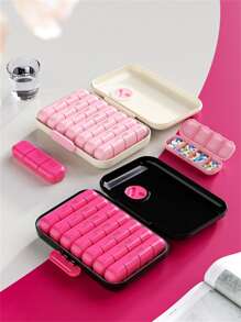 1pc Portable 7-Day Pill Organizer Box, Large Capacity Pill Divider With Alarm Reminder, Moistureproof Storage