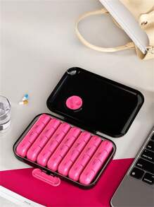 1pc Portable 7-Day Pill Organizer Box, Large Capacity Pill Divider With Alarm Reminder, Moistureproof Storage