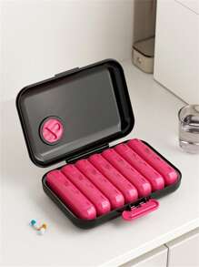 1pc Portable 7-Day Pill Organizer Box, Large Capacity Pill Divider With Alarm Reminder, Moistureproof Storage