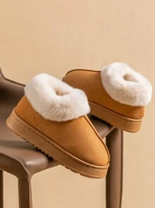 Chaussures hautes chaudes et moelleuses pour hommes, chaussons d'intérieur doublés avec du duvet, chaussures d'hiver anti-froid, bottes de neige unisexes pour porter à l'extérieur, automne/hiver