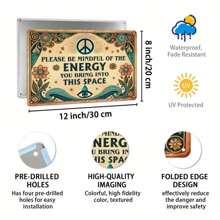 8x12 英寸“Mindful Energy”复古金属锡标牌 - 墙面装饰采用花卉和水元素设计，宁静而精神，非常适合家庭、咖啡厅、酒吧、车库和户外空间 - 彩色 - 查看 2