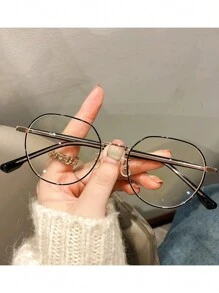 1副女士高档学生圆脸展示镜平面无度数眼镜素框，适用于电脑、阅读、游戏、电视和手机 - 彩色 - 查看 17