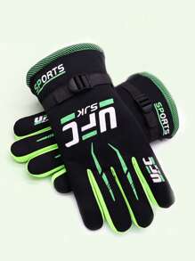 1Pair Winter Gloves Warm And Thick Winter Printed Stair Cloth Finger Gloves Sports Cycling Men's Cycling Gloves Ski Gloves