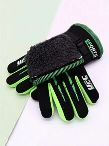 1Pair Winter Gloves Warm And Thick Winter Printed Stair Cloth Finger Gloves Sports Cycling Men's Cycling Gloves Ski Gloves