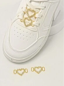 2 Peças Encantos elegantes de liga oca para sapatos, decorados com brilhantes cristais e pérolas falsas, adequados para botas e tênis