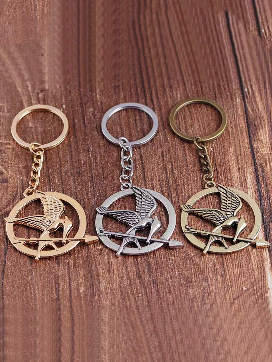 1PC-The Katniss Everdeen Cosplay Prop Replica Key Chain For Hunger Games Movie Enthusiasts - A Symbol Of Rebellion And Hope - Multicolor - View 1