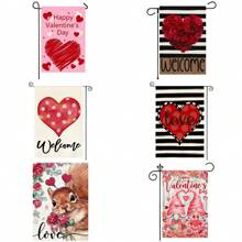 1pc Valentine's Day Double-Sided Heart Shaped Garden Flag, 30x45cm Valentine's Day House Flag, Suitable For Valentine's Day Decoration - Multicolor - View 10