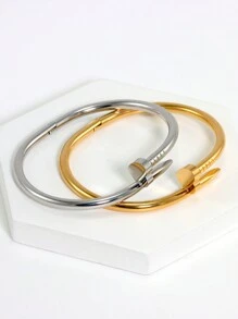 2 pièces Set de bijoux en acier inoxydable, bracelet à forme de trèfle à quatre feuilles et de cœur, convient pour le port quotidien des femmes, cadeaux pour la petite amie, les amies, les demoiselles d'honneur, anniversaire, Saint-Valentin, mère, fête des mères - Multicolore - Voir 6