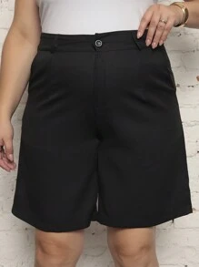Women's Tailored Bermuda Shorts With Plush Pocket - màu đen - Xem 4