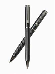 High-Grade Striped Engraved Metal Ballpoint Pen: Smooth Writing, Suitable For 14+ Years Old - Black - View 6
