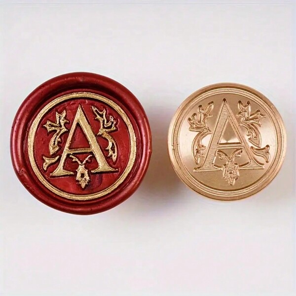 1Pc Medieval Traditional Initial Alphabet Wax Seal Stamp, Brass Head Wooden Handle, For Thanksgiving Card/Envelope/Gift Wrap/Wedding Engagement Party Invitation - Letter A-Z,Back To School,School Supplies