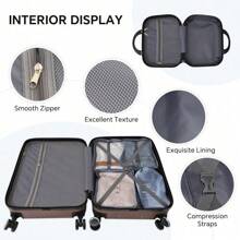4 Piece Hard Shell Luggage Set,Carry On Suitcase With Spinner Wheels,Family Luggage Set,Brown(12/20/24/28in),CozyUp Travel Suitcase Suitcases Suit Case Durable Travel Luggage Hand Luggage Waterproof Winter Holiday Women Travel Essentials Suitcase Set Luggage Set