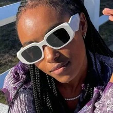 1 pieza gafas de sol de monta con montura cuadrada elegante, estilo Y2K para unisex, proteccion UV - Blanco - Ver 2