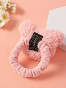 2 件装可爱卡通熊毛绒发圈，女孩蓬松发饰 - 彩色 - 查看 8