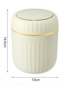 Mini Solid Color Desktop Trash Can With Lid And Button, Suitable As Small Garbage Bin For Home Office Desk