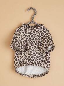 1件豹纹T恤，适合猫咪和小型犬，泰迪熊、雪纳瑞、法国斗牛犬等宠物穿着 - 棕色 - 查看 4