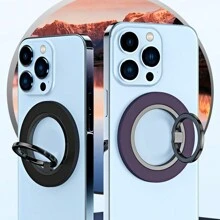 适用于 Magsafe 磁性机械自由旋转 1 件超轻超薄强吸力旋转 360 墙贴随处折叠指环手机支架合金便携式通用桌面兼容 、Android 手机、生日礼物、家人、朋友指环支架、手机握把、手机配件 - 黑色 - 查看 9