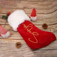 1 Stück personalisierte rote langflorige Weihnachtsstrumpf mit individueller Beschriftung, Monogramm, traditionelle Strümpfe für die Weihnachtsfamilie, Weihnachtsgeschenke