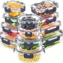 4 pezzi/2 pezzi/1 pezzo Contenitori per alimenti in vetro resistenti al microonde con chiusura a scatto, ciotole per la preparazione dei pasti adatte per ufficio, casa, dormitorio