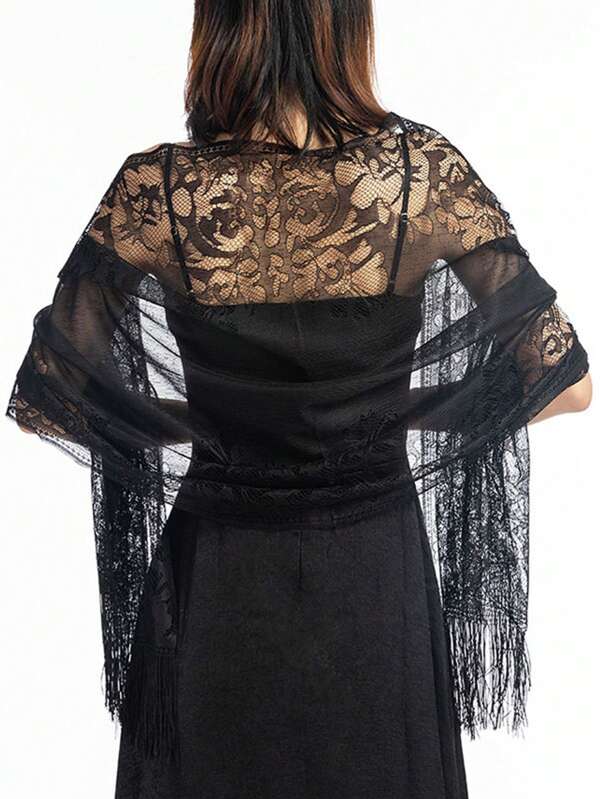 Novo Xale de Renda Noiva Dama de Honra Vestido Formal Cheongsam Xale Festa Noite Xale de Renda Oco para Mulheres
