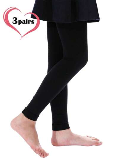 1/3 双女孩超细纤维马镫紧身裤，芭蕾舞紧身裤，超柔软紧身裤