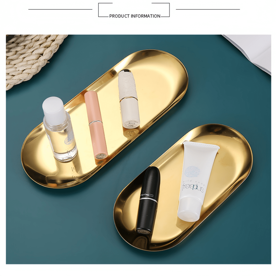 1pc Stainless Steel Oval Soap Dish, Trinket Tray, Vintage Style Bath Organizer Back To School