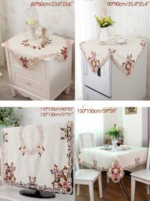 1pc Peony Flower Tablecloth, High-end Pastel Polyester Multi-color Square Tablecloth With Embroidered Hollow Flower Edges, Suitable For Square Table, Coffee Table, Small Round Table, Etc.