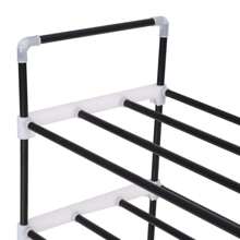 Sleek Black Metal And Plastic Shoe Rack With Four Spacious Shelves For Organized Footwear Storage - Black - View 3