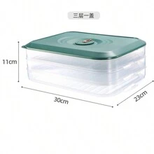 Refrigerator Dumpling Storage Box, Multi-Layer Frozen Dumpling Container With Date Markings, Kitchen Preservation Box - Green - View 2