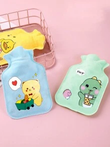 1 件卡通热水袋，充气防爆防漏植绒暖手宝，注水暖肚脐，设计可爱 - 彩色 - 查看 5