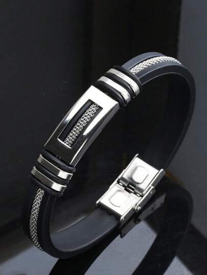 Pulsera de acero inoxidable y, elegante, de moda y minimalista. Regalo de joyería para fiestas, unisex, correa ajustable