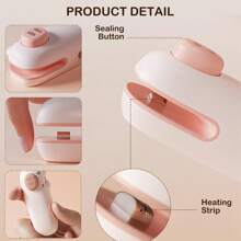 迷你零食袋封口机、可充电 2 合 1 袋装热封机（带切刀）适用于薯片、塑料袋重新封口机保持食物新鲜、带切刀的小型封口机、热真空封口机、USB 充电封口机、食品储藏封口机