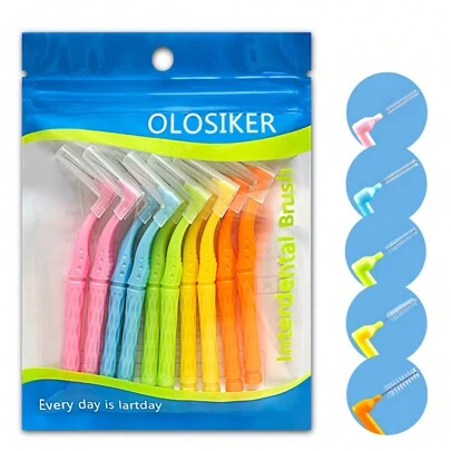 olosiker 10 件装成人 L 形斜角牙间刷、牙线清洁、牙套、儿童和成人牙缝清洁