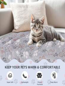 3pcs/Set Pet Fleece Blanket, Dog Bed Mat, Warm Fur Blanket
