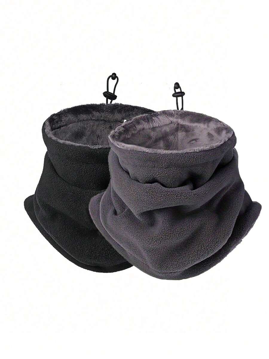 1 Packung Unisex Nackenwärmer - Sportlicher Stil, Polyester thermisch gefüttert, warm, verstellbar mit Zugband, einfarbig, gestrickt, multifunktional, geeignet für Outdoor-Aktivitäten