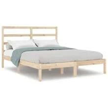Solid Pine Bed Frame 140x200 Cm No Mattress Required Durable Design Natural Finish - Brown - View 2