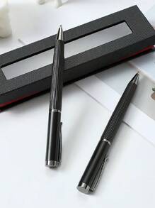 High-Grade Striped Engraved Metal Ballpoint Pen: Smooth Writing, Suitable For 14+ Years Old - Black - View 7