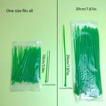 100 件套园艺捆扎带、束线带、塑料缠绕带、植物固定带、便携式园艺电缆、园艺和草坪护理（10 厘米长） - 綠色 - 查看 4