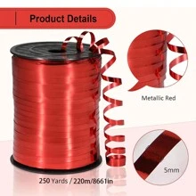 Etwa 250 Yards (ca. 220 Meter) Schleife, Metallballon Kräuselband, geeignet für Partys, Feiertage, Kunst & Handwerk, Floristik, Hochzeiten, Basteln und Geschenkverpackung (Gold, Silber, Rot, Blau)