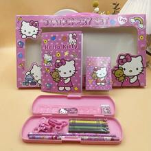 Sanrio Sanrio Hello Kitty Luxury Stationery Set - 6/8/14pcs,Including Pencil Case,Crayons,Pencils,Erasers And Ruler - Ideal Student/Holiday/Birthday Gift,Perfect Classroom Prize,Hello Kitty,Hello Kitty Items,Hello Kitty Kids,Back To School