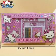 Sanrio Sanrio Hello Kitty Luxury Stationery Set - 6/8/14pcs,Including Pencil Case,Crayons,Pencils,Erasers And Ruler - Ideal Student/Holiday/Birthday Gift,Perfect Classroom Prize,Hello Kitty,Hello Kitty Items,Hello Kitty Kids,Back To School