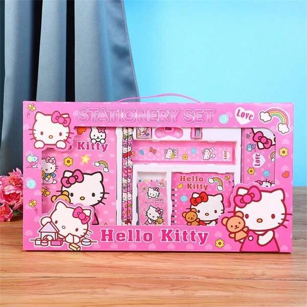 Sanrio Sanrio Hello Kitty Luxury Stationery Set - 6/8/14pcs,Including Pencil Case,Crayons,Pencils,Erasers And Ruler - Ideal Student/Holiday/Birthday Gift,Perfect Classroom Prize,Hello Kitty,Hello Kitty Items,Hello Kitty Kids,Back To School