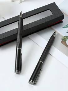 High-Grade Striped Engraved Metal Ballpoint Pen: Smooth Writing, Suitable For 14+ Years Old - Black - View 3