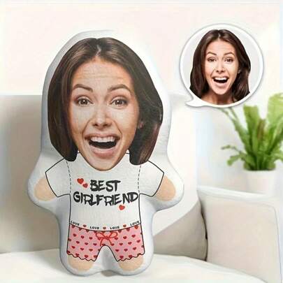 Customizable Mini Figurine Character Cushion - Personalized Best Girlfriend Theme Throw Accent For Valentine's Day, Christmas, Halloween - Unique Gift For Couples, Teens And Adults 14+ - Mixed Color Washable Cute, Love, Soft Custom, Unique, Personalized Ideal Gifts For Boyfriend, Ideal Gifts For Girlfriend, Ideal Gifts For Friends Friends, Girlfriend, Boyfriend For Birthdays, For Graduation, For Father's Day, Sofa, Bed, Car, Tea Room, Bedroom, Bathroom, Living Room, Dining Room,Season Picks, Autumn Home Refresh, Scandinavian Cozy Home,Fall Décor