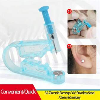2pcs Ear Piercing Gun: Steel Ball Stud, Earring Set, Ear Stud Gun, Safety Piercing Tool - Bag Drill Piercing Gun